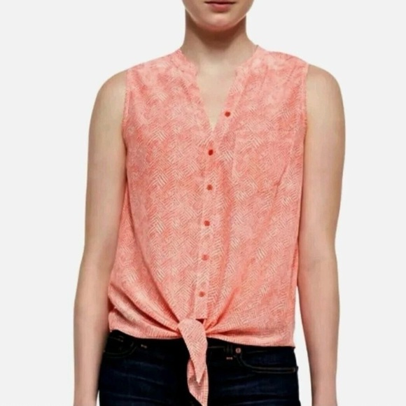 Joie Edalette Silk Tie Front Sleeveless Button Up Tank Orange Size S - Picture 1 of 10